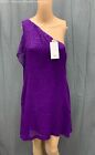 Halston Women Purple One Shoulder Tiered Cocktail Dress - Size 10