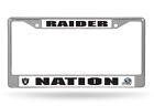 Oakland Las Vegas Raiders NATION Metal WHITE Chrome License Plate Frame NWT