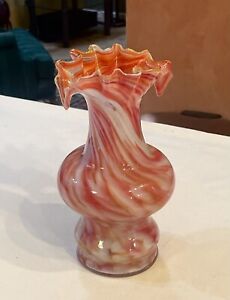 New ListingVintage Murano Style Art Glass Swirled Red Orange White 8