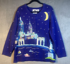 Vintage Storybook Knits Sz 1X New York Cardigan Sweater Midnight Manhattan FLAW