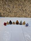 Lot Of 8 Snuff Bottle Amber, Glass, Copper On Brass, Glass And Cinnabar Estate