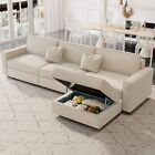Sectional Sofa Couch with Ottoman 4 Seats L-Shaped  Convertible Modular Sofa