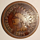 1871 INDIAN HEAD CENT PENNY - KEY DATE LOW MINTAGE STRONG DETAILS  CHOICE 1871-P