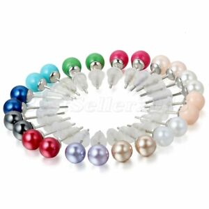 12 Pairs Lots Freshwater Pearl Mixed Multi-Color Ball Ear Studs Earrings Jewelry