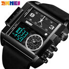 SKMEI Men Watch Large Square Case Digital Wristwatch Leather LED Sport Watches
