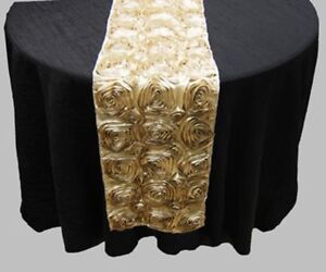 Rosette Satin Table Runner Ribbon 3D Rose Spiral Wedding Party Table decoration