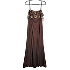 NWT NIKI by NIKI LIVAS Long Formal Prom Dress CHOCOLATE BROWN w SEQUINS size 14