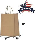 Bulk Brown Paper Gift Bags with Handles - 100 pcs - Retail, Craft, Shopping Bags