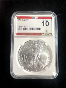 2023 $1 American Silver Eagle NGCX MS10 RED BOOK  X LABEL