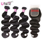 UNice Brazilian Body Wave Human Hair Extensions 3 Bundles with 4x4