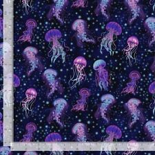 BIOLUMINESCENT JELLYFISH Sea CD2852 Midnight Navy Timeless Durable cotton Fabric