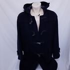 Vintage Burberry Duffle Coat Wool Hooded Trench Jacket Navy Blue Toggle 50 Reg