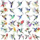 15 Sheets 3D Watercolor Hummingbird Temporary Tattoos For Women Girl Small Multi