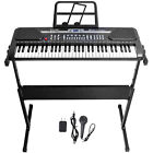 Black 61 Key Music Electronic Keyboard Electric Digital Piano Organ w/Stand