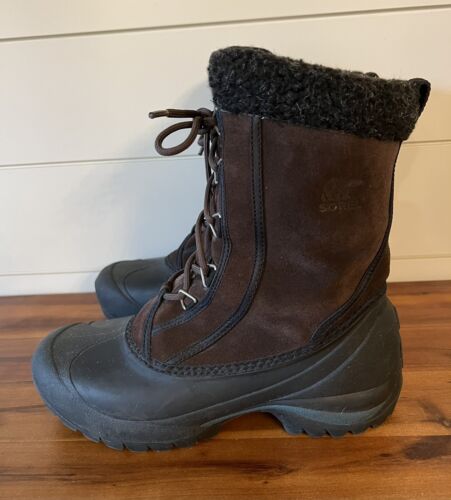 Sorel Thinsulate Women's Size 9 Brown Suede Fleece Lining Snow Boots NL1579-248