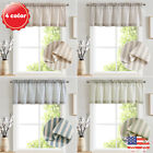 Linen Textured Farmhouse Valance Stripe Pattern Short Curtain for Kitchen Window