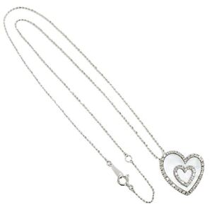 Diamond 0.32ct Shell Heart Necklace Pendant K18 White Gold 15.7in 5.2g