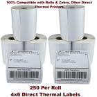 8 Rolls Label 4x6 Zebra 2844 Eltron ZP450 Direct Thermal Shipping 2000 Labels