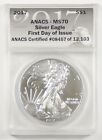 2017 American Silver Eagle First Day Of Issue ANACS MS70