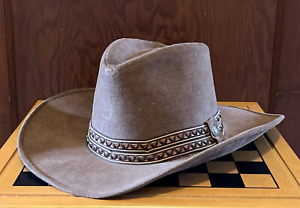 Vintage Levi Strauss Cowboy Hat Canvas Denim Tan Brown Size 7-1/4 Western USA
