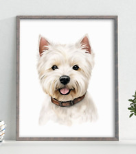 Westie Dog Art Print, Cute West Highland Terrier Face, Art Print, Wall Art Decor