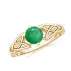 ANGARA Solitaire Round Emerald Celtic Knot Ring for Women in 14K Solid Gold