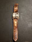 Guess Steel G85746G Men's 36mm Silver Tone Watch Date 24hr Brown Leather Band