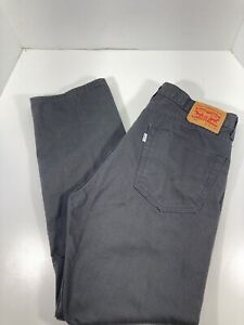 Levis 505 Jeans Pants Men Size 36X32 Charcoal Gray Denim Straight Leg Casual