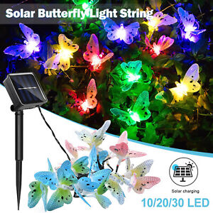 Solar LED Butterfly String Fairy Lights Garden Party Christmas Outdoor Decor