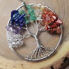 Chakra Stone Tree of Life Necklace, Hand Wire Wrap Wrapped Pendant Yoga Jewelry