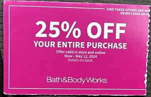 New ListingBath And Body Works Coupon - 25% Off Entire Purchase In Store & Online Exp 5/12