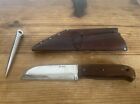 Vintage Kabar Fixed Blade Sailors Rigging Knife w/ Marlinspike & Leather Sheath