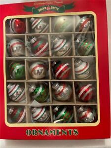 New ListingShiny Brite Glass Christmas Ornament Set 20 Fancy Stripes Small 1.25” NEW Radko