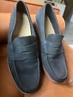 Brooks Brothers  Mens Loafers Size 12 D Navy Suede Leather Shoes 5229 Hand Sewn