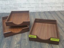 LOT 3 Wood Desk Organizer MIX Tray Wood Office In Out Box # BROWN
