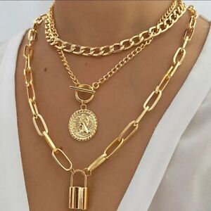 Chunky Multi-Layer Necklace Trendy Pendants Choker Women Fashion Jewelry 98-3