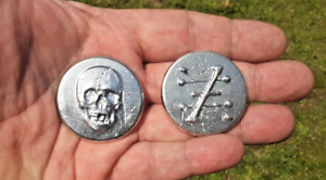 Skull Alchemy Symbol Hand Poured 999 Tin Art Bullion Coins