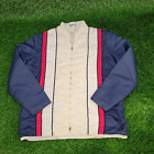 Vintage 70s MOD Colorblock Jacket Large White Blue Red Vertical Striped TALON