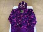 Authentic a bathing ape bape color camo shark pullover hoodie purple men new 2xl