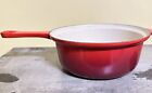 Le Creuset Enameled Cast Iron Saucepan Flame Red 22 Made In France 8.5”