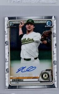 Jeff Criswell 1st Auto Base 2020 Bowman Draft Chrome Oakland As