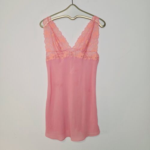 Vintage babydoll negligee lace bralette nightgown lingerie Pink Size L