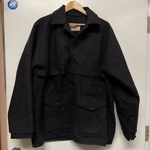 FILSON Double Mackinaw Cruiser Jacket Wool Size XL Black USA Vintage Excellent