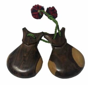 Pair Wood  Castanets  Musical Instrument