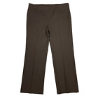Lafayette 148 Sz 14 Dark Chocolate Brown Wool Blend Side Zip Straight Leg Slacks