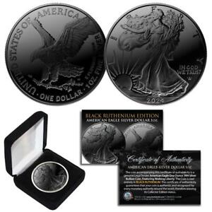 2024 BLACK RUTHENIUM 1 Troy Oz 999 Silver American Eagle Coin with Deluxe Box