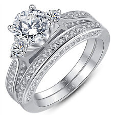 Women's Engagement Wedding Rings Sterling Silver 1.25 ct Round CZ Bridal Set