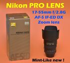 NIKON DX 17-55mm f/2.8G pro zoom lens Nikkor MINT.