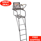 15.5' Ladder Stand With Mesh Seat Hunt Game Deer Hunting Outdoor 300 Lb Capacity