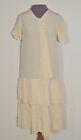 1920's Ivory Silk Drop Waist Flapper Dress SM